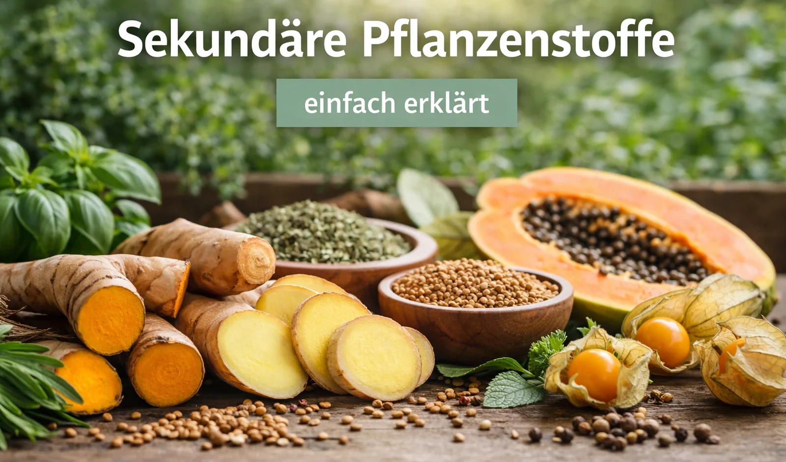 Sekundäre Pflanzenstoffe in Pflanzen wie Kurkuma, Ingwer und Früchten